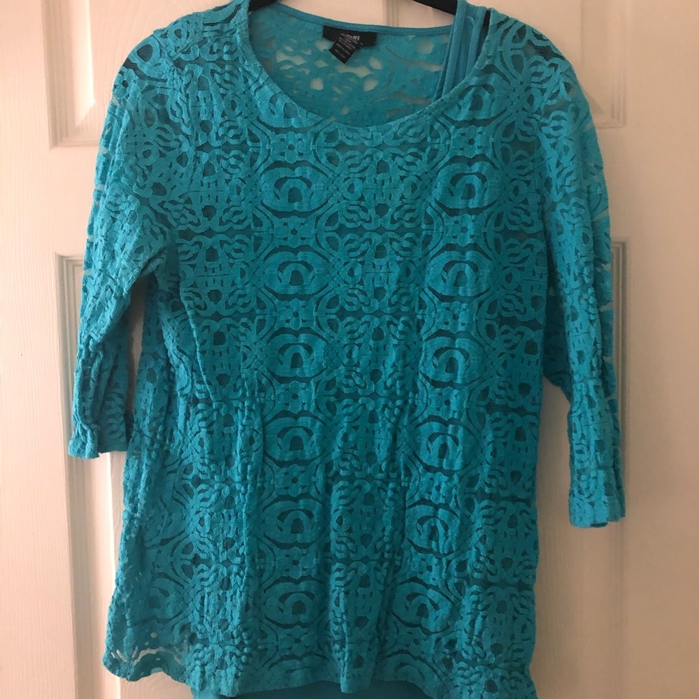 Alfani Lg teal blouse